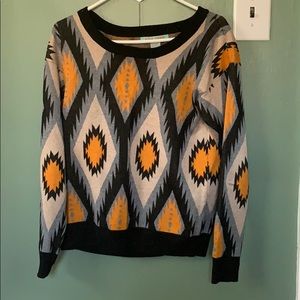 Aztec print Flying Tomato orange and black sweater